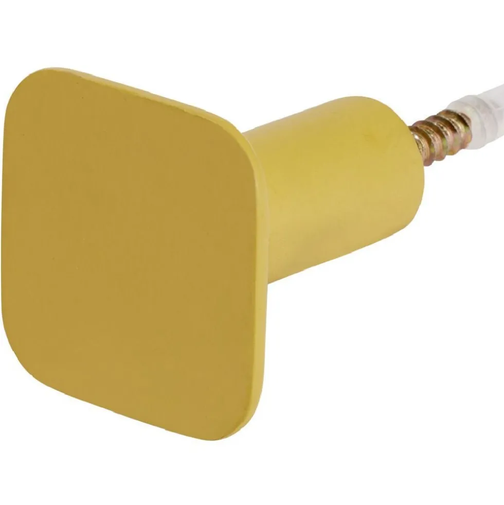 Patère murale carrée jaune polyrésine 4,3x4,3cm
