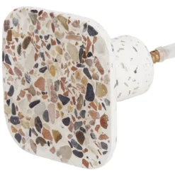 Patère murale carrée motif terrazzo polyrésine 7x7cm