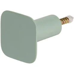 Patère murale carrée vert sauge polyrésine 4,3x4,3cm