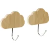 Patère murale forme nuage bambou et métal 6xH6cm x2