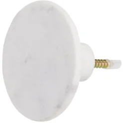 Patère murale ronde imitation marbre blanc polyrésine Ø8cm