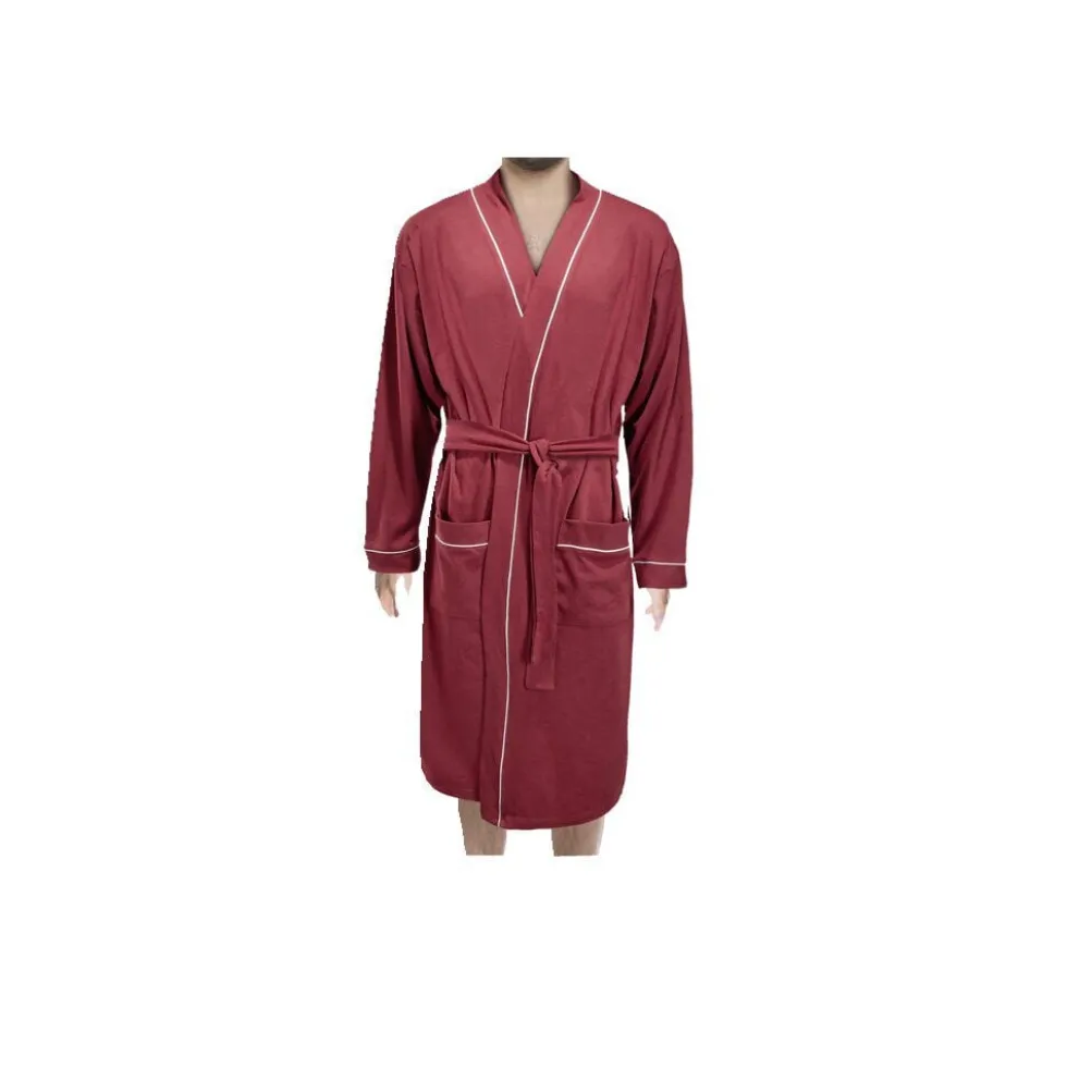 Peignoir robe de chambre mixte coton rouge TU