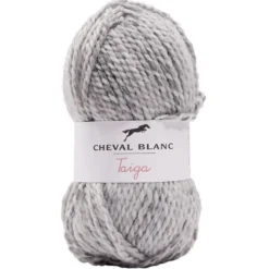 Pelote acrylique laine Cheval Blanc fil épais mélange Taïga 413 gris