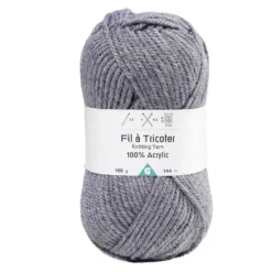 Pelote de fil à tricoter acrylique gris anthracite 100Gr