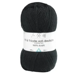 Pelote de fil à tricoter acrylique anti bouloche noir