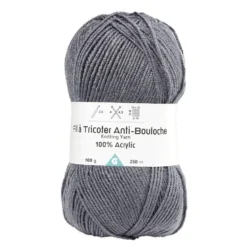 Pelote de fil à tricoter acrylique anti bouloche gris anthracite