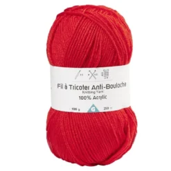 Pelote de fil à tricoter acrylique anti bouloche rouge