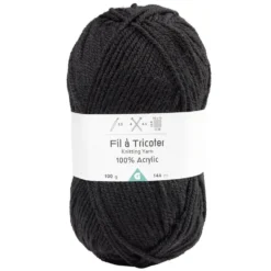 Pelote de fil à tricoter acrylique noir 100Gr