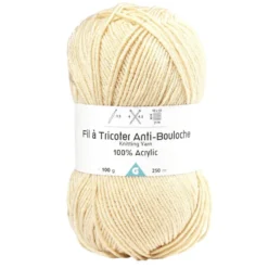 Pelote de fil à tricoter acrylique anti bouloche beige