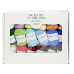 Pelote de fil à tricoter coton 18x 22gr 50m pack multicolore