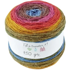 Pelote de fil à tricoter toupie acrylique multicolore 150g