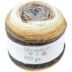 Pelote de laine acrylique ton beige 150g