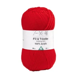 Pelote fil à tricoter acrylique rouge 185m x10
