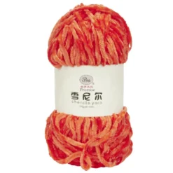 Pelote fil à tricoter 110m chenille rouge 100gr