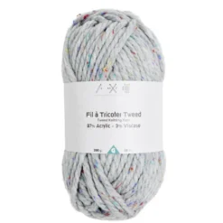 Pelote fil à tricoter tweed épaisse acrylique et viscose gris 200g