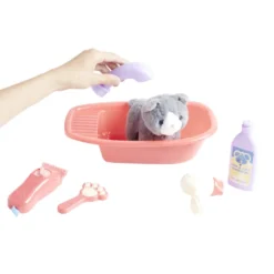 Peluche animal avec baignoire et accessoires