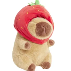 Peluche animal capybara avec fraise 19x9xH23cm