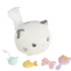 Peluche chaton interactif tissage laine blanc avec accessoires Ø19xH19cm