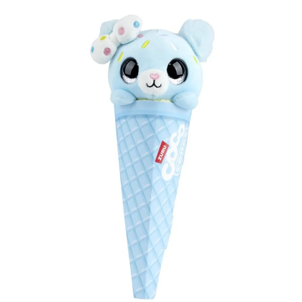 Peluche forme glace et tête animal 9,8x8,5xH26cm (6 modèles)