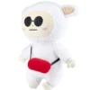 Peluche Gromimis blanche avec lunettes et sac rouge H40cm