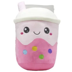 Peluche kawaii bubble tea rose H29cm