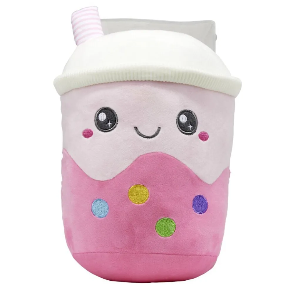 Peluche kawaii bubble tea rose H29cm