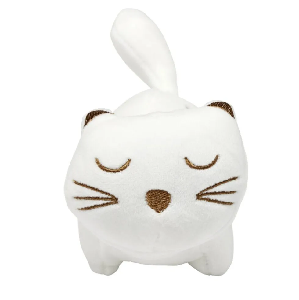 Peluche kawaii chat blanc et doré L13cm