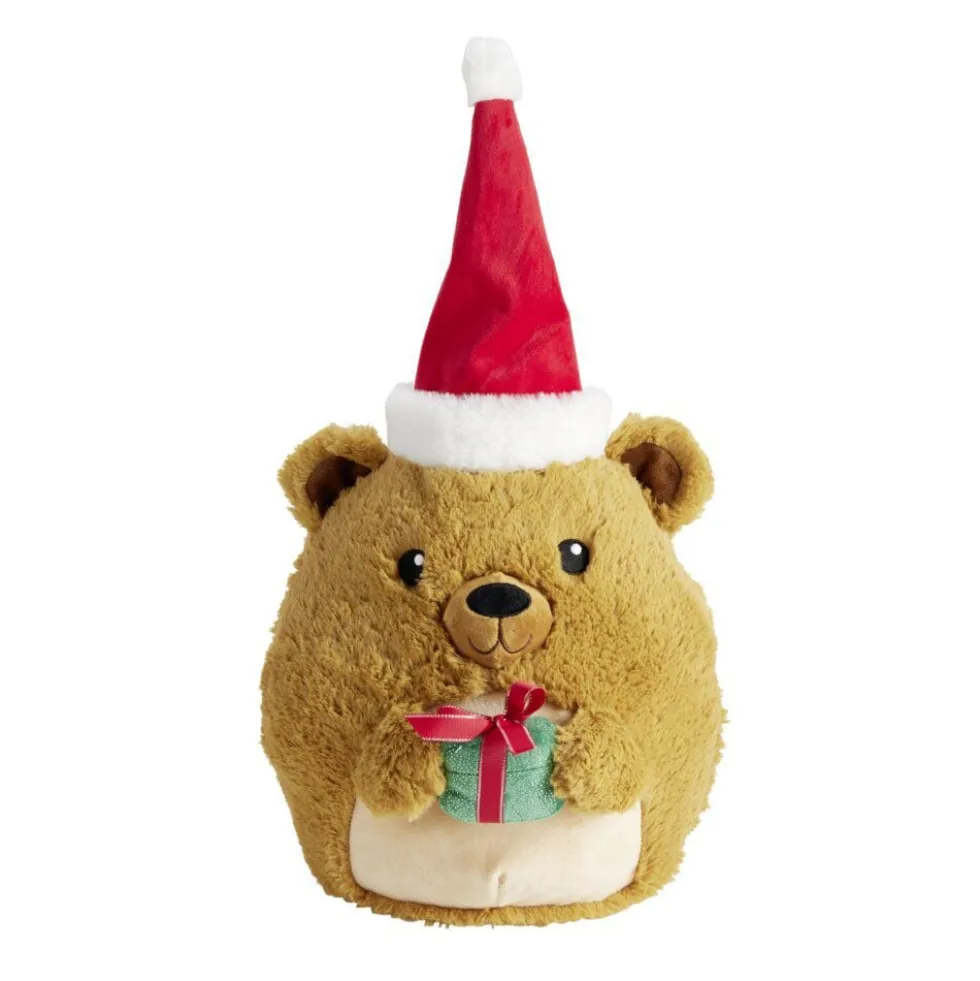 Peluche ourson Noël coussin squishy 28x23xH30cm