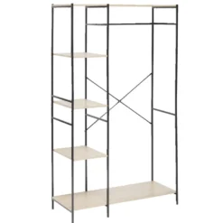 Penderie dressing 4 niveaux métal et bois 90x40xH165cm