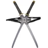 Épée ninja grise et noire L65cm x2 avec support dorsal