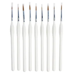 Pinceaux à bout rond bois et nylon H20cm - 9 pièces