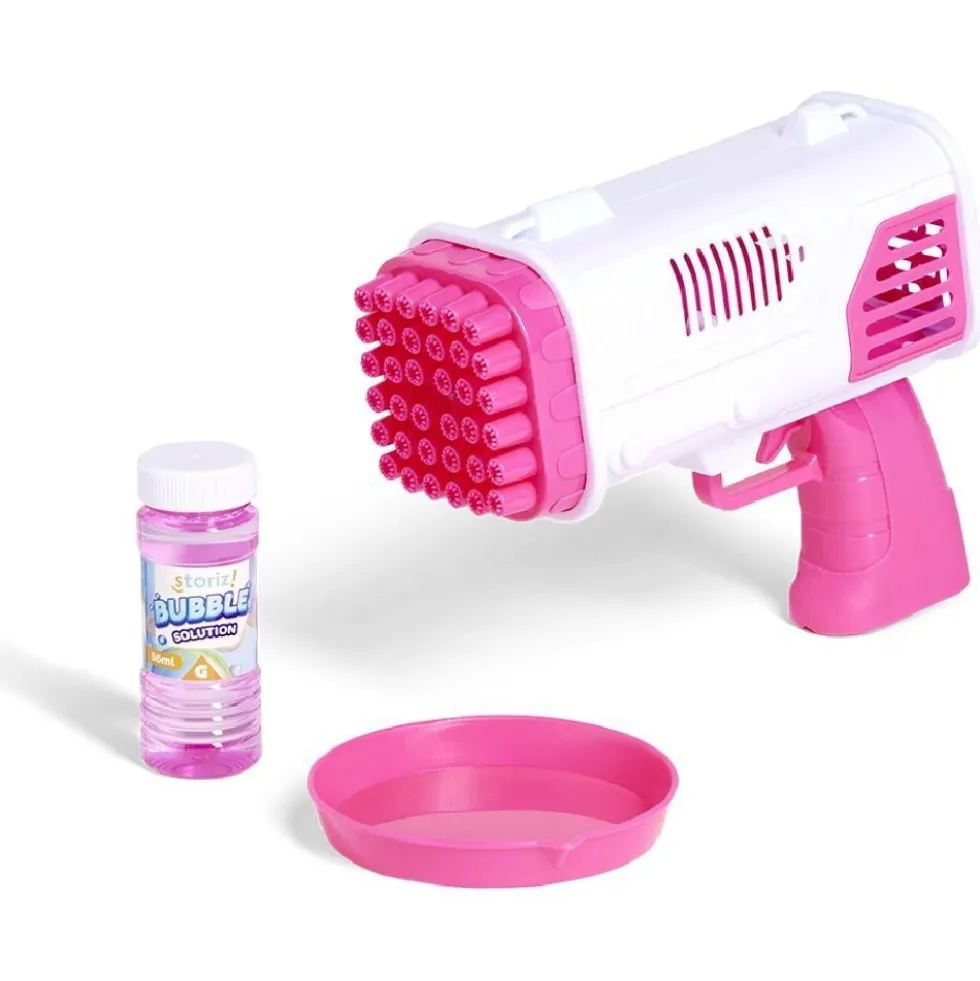 Pistolet à bulles bazooka 36 buses plastique rose