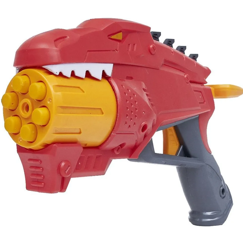 Pistolet dinosaure rouge et 8 fléchettes