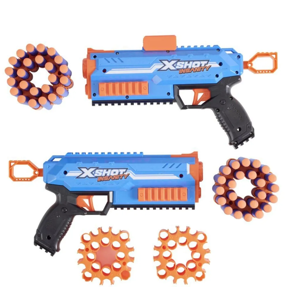 Pistolet Xshot Insanity x2 avec 48 fléchettes 30m de portée
