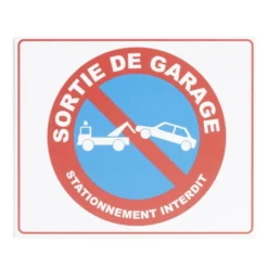 Plaque signalétique "Stationnement interdit, sortie de garage" 24x20cm