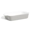 Plat à four en grès blanc et gris foncé 31x17xH6,2cm