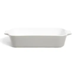 Plat à four en grès blanc et gris foncé 31x17xH6,2cm