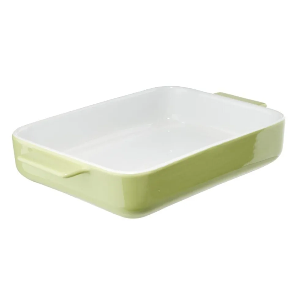 Plat à four rectangulaire céramique contour coloré 32x19,5xH5,5cm (3 modèles)