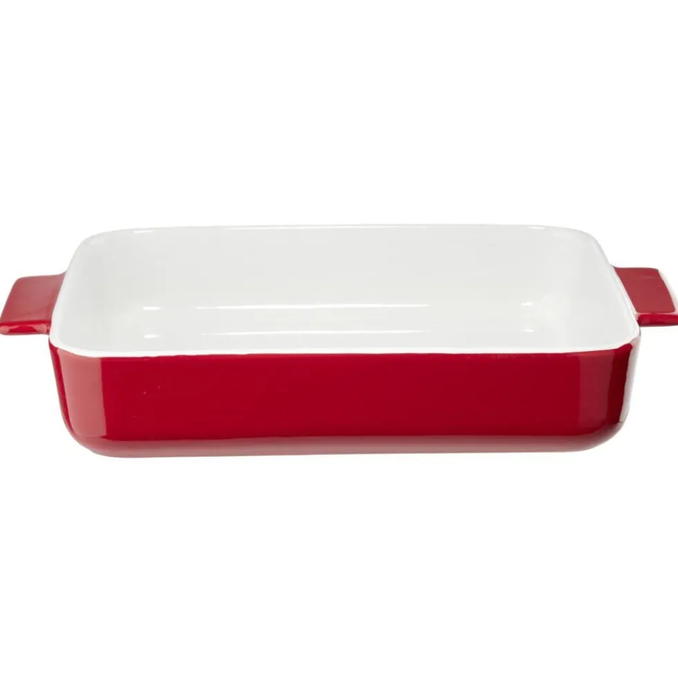 Plat à four rectangulaire céramique contour coloré 32x19,5xH5,5cm (3 modèles)