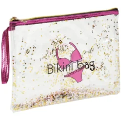 Pochette bikini transparente à paillettes