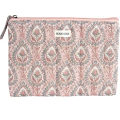 Pochette cosmétique Indie plate polycoton matelassée 23x16cm (2 modèles)