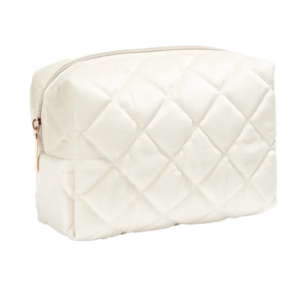 Pochette à cosmétiques en velours beige ou bleu 19x9xH12cm