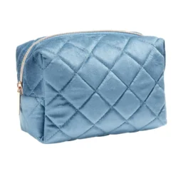 Pochette à cosmétiques en velours beige ou bleu 19x9xH12cm