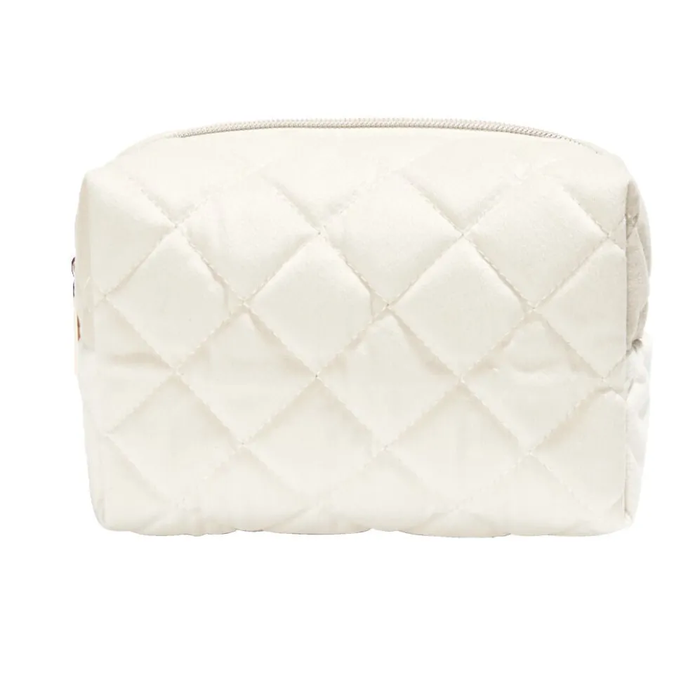 Pochette à cosmétiques en velours beige ou bleu 19x9xH12cm