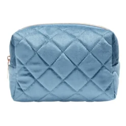 Pochette à cosmétiques en velours beige ou bleu 19x9xH12cm