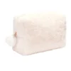 Pochette à cosmétiques fausse fourrure rose ou beige 19x9xH12cm