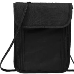 Pochette de voyage tour de cou unie noire