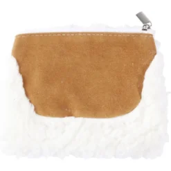 Pochette imitation laine blanche et daim marron