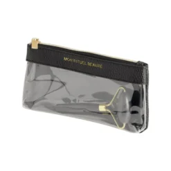 Pochette maquillage avec roll on pierre jade noir et doré L18cm