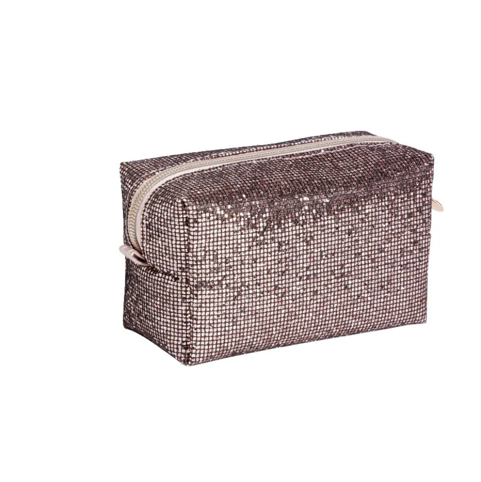 Pochette pailletée rectangulaire 15x7xH9cm - 2 modèles rose ou noir